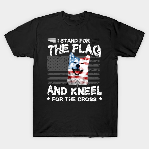 Shiba Inu Dog Stand For The Flag Kneel For Fallen T-Shirt by Antoniusvermeu